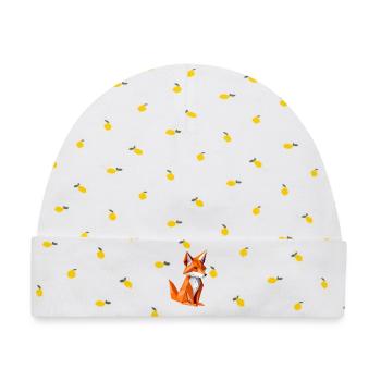 Polygon-Fuchs Illustration - Baby Premium Organic Mütze - Weiß/Zitronengelb - Vorne