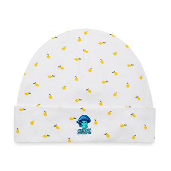 Fungi Robo Pilz - Baby Premium Organic Mütze - Weiß/Zitronengelb - Vorne