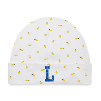 Letter L Sport Retro - Baby Premium Organic Mütze - Weiß/Zitronengelb - Vorne