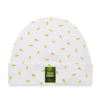 Grüner Sonntag im Wald - Baby Premium Organic Mütze - Weiß/Zitronengelb - Vorne