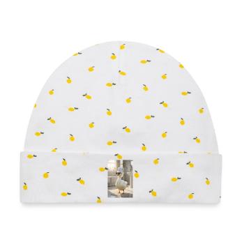 Spa-Ente im Handtuch-Turban - Baby Premium Organic Mütze - Weiß/Zitronengelb - Vorne