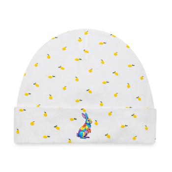 Buntes Kaninchen-Regenbogen-Pop-Art-Aquarell - Baby Premium Organic Mütze - Weiß/Zitronengelb - Vorne