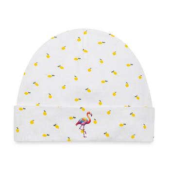 Bunte Flamingo-Regenbogen-Pop-Art-Aquarell - Baby Premium Organic Mütze - Weiß/Zitronengelb - Vorne