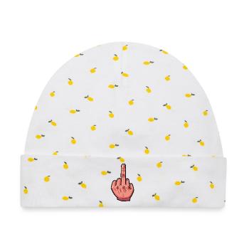 Stinkefinger Illustration - Baby Premium Organic Mütze - Weiß/Zitronengelb - Vorne
