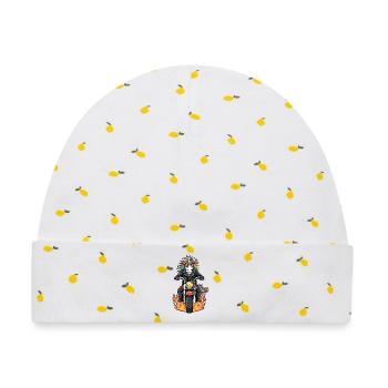 Cool Biker Unicorn Motorrad Flammen - Baby Premium Organic Mütze - Weiß/Zitronengelb - Vorne