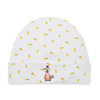 Cartoon Kulleraugen-Huhn - Baby Premium Organic Mütze - Weiß/Zitronengelb - Vorne