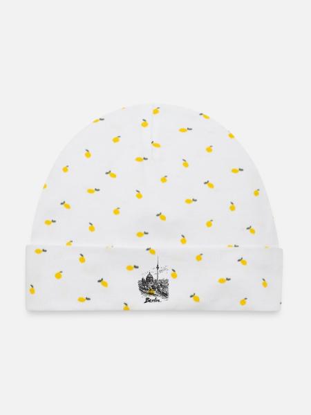 Berliner Skyline Silhouette - Baby Premium Organic Mütze - Weiß/Zitronengelb