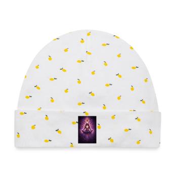 Kosmische Chakra-Meditation - Baby Premium Organic Mütze - Weiß/Zitronengelb - Vorne
