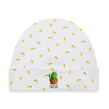 Catcus – Kaktuskatze mit Attitude - Baby Premium Organic Mütze - Weiß/Zitronengelb - Vorne
