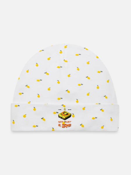Retro Not Just A Game - Baby Premium Organic Mütze - Weiß/Zitronengelb