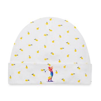 Bunter Golfer-Schwung - Baby Premium Organic Mütze - Weiß/Zitronengelb - Vorne
