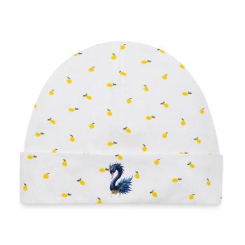 Blue Peacock Fantasy - Baby Premium Organic Mütze - Weiß/Zitronengelb - Vorne