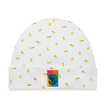 Pangolin Pop Art - Baby Premium Organic Mütze - Weiß/Zitronengelb - Vorne