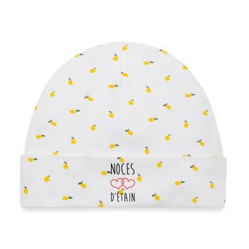 Zinnhochzeit 10 Jahre Hochzeit - Baby Premium Organic Mütze - Weiß/Zitronengelb - Vorne