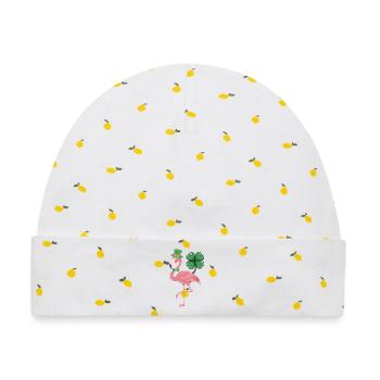 Flamingo im Shamrock-Stil - Baby Premium Organic Mütze - Weiß/Zitronengelb - Vorne