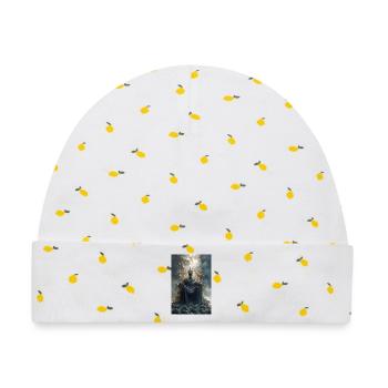 Skull Throne gekrönter König - Baby Premium Organic Mütze - Weiß/Zitronengelb - Vorne
