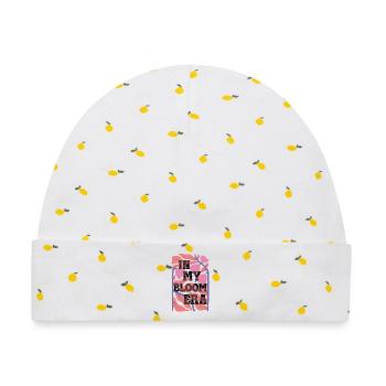 Bloom Nebula Florale Textkunst - Baby Premium Organic Mütze - Weiß/Zitronengelb - Vorne