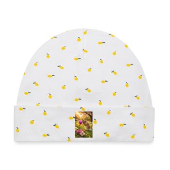 Chico11: Frühlingsanfang mit Blume 2026 - Baby Premium Organic Mütze - Weiß/Zitronengelb - Vorne