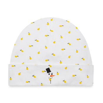 Snowman Face With Black Top Hat Winter Art - Baby Premium Organic Mütze - Weiß/Zitronengelb - Vorne