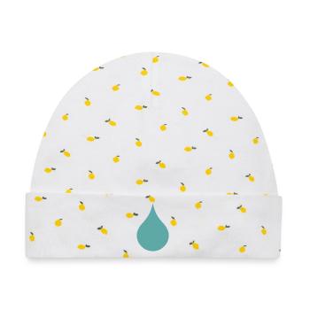 Wassertropfen – Regentropfen - Baby Premium Organic Mütze - Weiß/Zitronengelb - Vorne