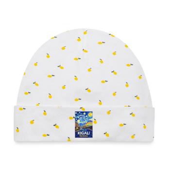 Kigali Rwanda Sternennacht Skyline - Baby Premium Organic Mütze - Weiß/Zitronengelb - Vorne