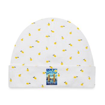 Tower Bridge London Sternenwirbel - Baby Premium Organic Mütze - Weiß/Zitronengelb - Vorne