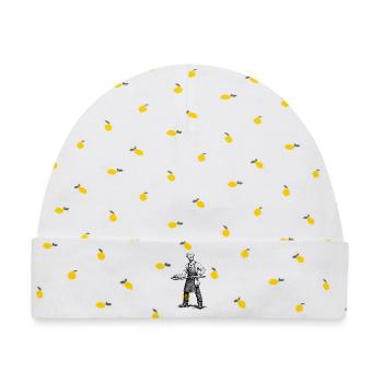 Bäcker Vintage Illustration Schwarzweiß - Baby Premium Organic Mütze - Weiß/Zitronengelb - Vorne
