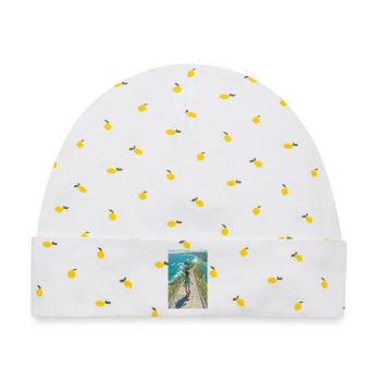Coastal Crest Longboarder - Baby Premium Organic Mütze - Weiß/Zitronengelb - Vorne