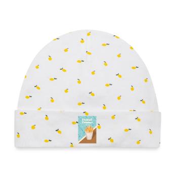 Freibad Pommes beste Zeit Retro Sommer - Baby Premium Organic Mütze - Weiß/Zitronengelb - Vorne