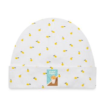 Freibad Pommes Sommer 90s Retro Design - Baby Premium Organic Mütze - Weiß/Zitronengelb - Vorne