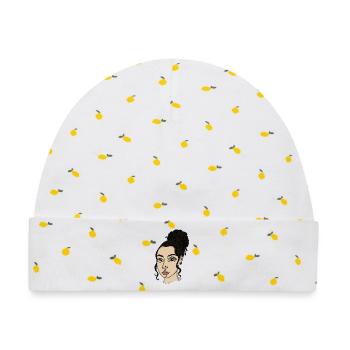 Porträtstil Bun Nasepiercing - Baby Premium Organic Mütze - Weiß/Zitronengelb - Vorne