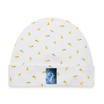 Wolken-Fragezeichen-Himmel - Baby Premium Organic Mütze - Weiß/Zitronengelb - Vorne