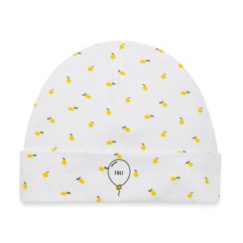 Frei – Luftballon Motiv mit Leichtigkeit - Baby Premium Organic Mütze - Weiß/Zitronengelb - Vorne