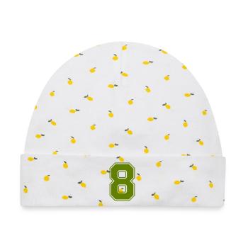 8 - Baby Premium Organic Mütze - Weiß/Zitronengelb - Vorne