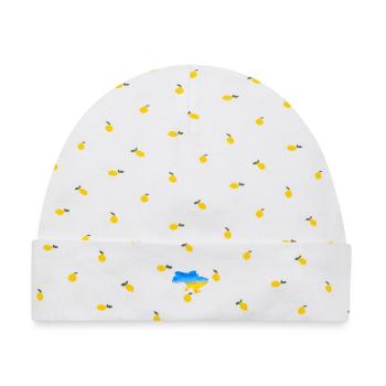 Ukraine Design Ukraine Flag Sunflower Wheat Map - Baby Premium Organic Mütze - Weiß/Zitronengelb - Vorne