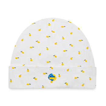 Ukraine Design Ukraine Flag Sunflower Wheat Map - Baby Premium Organic Mütze - Weiß/Zitronengelb - Vorne