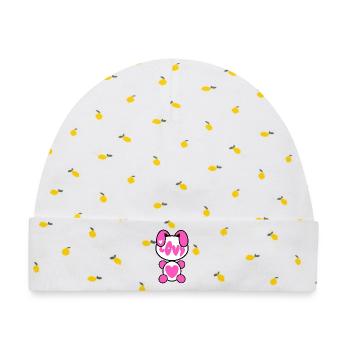 Plush: Lovy - Baby Premium Organic Mütze - Weiß/Zitronengelb - Vorne