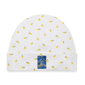 Frühlingsblüte am blauen Himmel - Baby Premium Organic Mütze - Weiß/Zitronengelb - Vorne