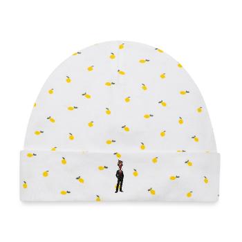 Surreales Anzugportrait mit Farbmaske - Baby Premium Organic Mütze - Weiß/Zitronengelb - Vorne