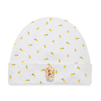 She blooms where she climbs - Bouldern & Blumen - Baby Premium Organic Mütze - Weiß/Zitronengelb - Vorne