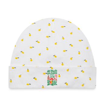 Alle Pflanzen sind essbare, biologische Gärtnerungen - Baby Premium Organic Mütze - Weiß/Zitronengelb - Vorne