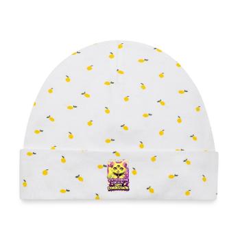 Neongelbe Katze mit drei Augen und Punk-Piercings - Baby Premium Organic Mütze - Weiß/Zitronengelb - Vorne