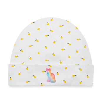 Regenbogenkatze Prisma - Baby Premium Organic Mütze - Weiß/Zitronengelb - Vorne