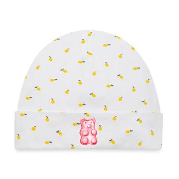 Gummibärchen rosa Aquarell - Baby Premium Organic Mütze - Weiß/Zitronengelb - Vorne