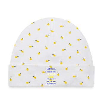 Beton Betonfertiger Betonmischer - Baby Premium Organic Mütze - Weiß/Zitronengelb - Vorne