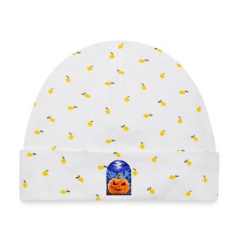 Halloween Pumpkin - Baby Premium Organic Mütze - Weiß/Zitronengelb - Vorne