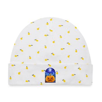 Halloween Pumpkin - Baby Premium Organic Mütze - Weiß/Zitronengelb - Vorne
