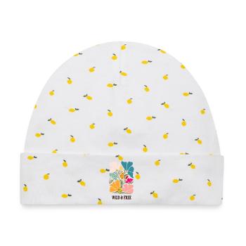 Wild & Free – Buntes Blumenmotiv im Retro-Look - Baby Premium Organic Mütze - Weiß/Zitronengelb - Vorne