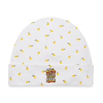 Ich bin nicht da – Warte auf mich - Baby Premium Organic Mütze - Weiß/Zitronengelb - Vorne
