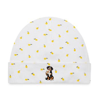 Entlebucher Sennenhund mit Latte Macchiato - Baby Premium Organic Mütze - Weiß/Zitronengelb - Vorne
